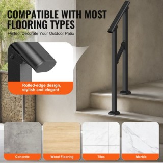 Εξωτερικές Κουπαστές VEVOR για Ηλικιωμένους Μαύρες Τετράγωνες Ατσάλ...