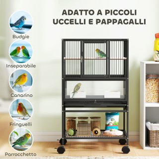 PawHut Κλουβί Πουλιών με Αφαιρούμενο Δίσκο, 48x46x83 εκ, Μαύρο D10-... PawHut Κλουβί Πουλιών με Αφαιρούμενο Δίσκο, 48x46x83 εκ, Μαύρο D10-...