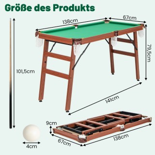 Costway Πτυσσόμενο Τραπέζι Μπιλιάρδου με 2 Στέκες και Αξεσουάρ 138 ...