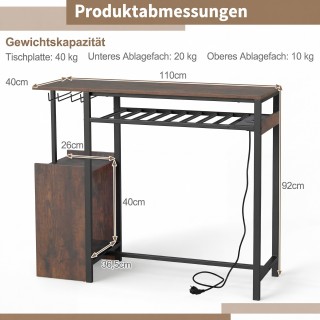 Costway Τραπέζι μπαρ-τραπεζαρία με φωτισμό RGB, ραφιέρα φιαλών, βάσ...