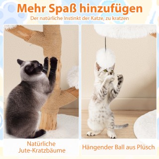 Costway Πύργος Αναρρίχησης Γάτας 90 εκ. από Συμπαγές Ξύλο Αχλαδιάς ...