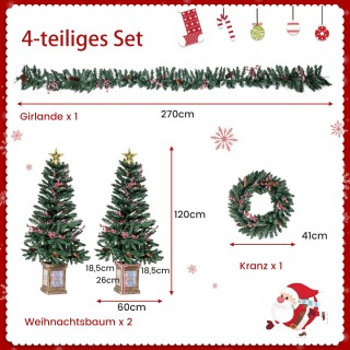 Costway Σετ 2 τεμαχίων 120εκ. Μίνι Τεχνητό Χριστουγεννιάτικο Δέντρο...