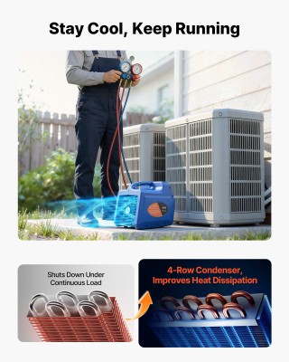 VEVOR Φορητός Ανακτητής Ψυκτικού Μέσου, 1 HP 220V 50Hz Διπλός Κύλιν...