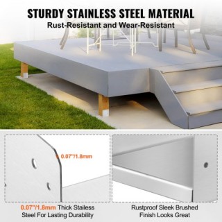 VEVOR Ρυθμιζόμενη Βάση Στύλου 203.2x203.2mm, 4τμχ Ανοξείδωτη Βάση γ...