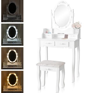 Shally Dogan Τουαλέτα Trucco Elena με Καθρέφτη και Σκαμπό Φώτα Led... Shally Dogan Τουαλέτα Trucco Elena με Καθρέφτη και Σκαμπό Φώτα Led...