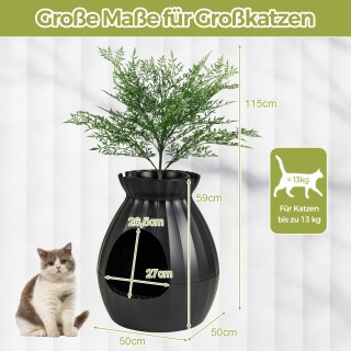 Costway Έξυπνη Αυτοκαθαριζόμενη Τουαλέτα Γάτας με Φυτό 63L Μαύρο PV...