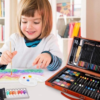 BAKAJI  Βαλιτσάκι Ξύλινο Ζωγράφου 78τμχ Χρώματα Ζωγραφικής Παστέλ Ν...