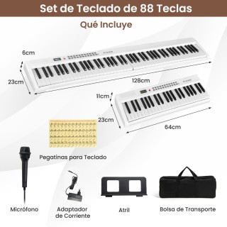 Costway 88 πλήκτρων Φορητό Ψηφιακό Πιάνο Λευκό MU10124DE-WH