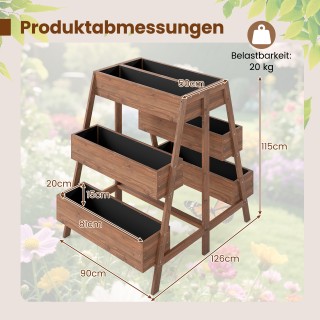 Costway Πολύεπιπέδες Ξύλινες Ζαρντινιέρες με Σχέδιο Λάτας & 6 Κασπώ...