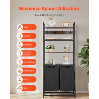 VEVOR Τετραώροφος Διαχωριστής Ρούχων με Ράφια & Γάντζους, Δύο Θέσεω...