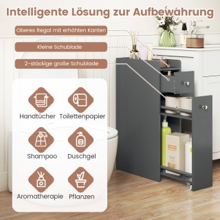 Costway Ντουλάπι Μπάνιου 4 Επιπέδων με Συρόμενα Συρτάρια 70 x 40 x ...