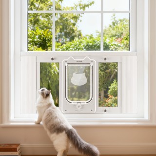 VEVOR Ρυθμιζόμενη Πόρτα Γάτας για Παράθυρο, 4 Ασφαλείς Λειτουργίες ...