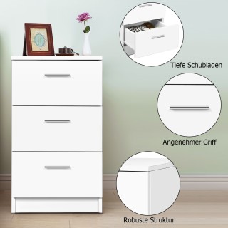 Costway Κομοδίνο με 3 Συρτάρια 38 x 67 x 35cm Λευκό/Μαύρο-Λευκό HW6... Costway Κομοδίνο με 3 Συρτάρια 38 x 67 x 35cm Λευκό/Μαύρο-Λευκό HW6...