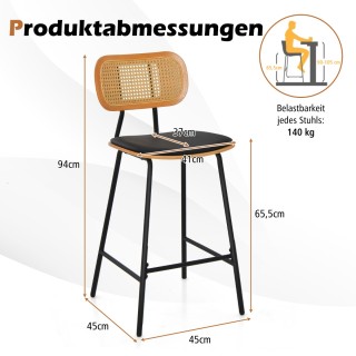 Costway Σετ 2 Μπαρ Σκαμπό Rattan με Άνετη Ρατάν Πλάτη JV11222BK-2 Costway Σετ 2 Μπαρ Σκαμπό Rattan με Άνετη Ρατάν Πλάτη JV11222BK-2