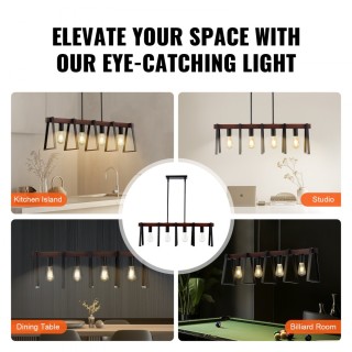 Ρυθμιζόμενο Φωτιστικό Τραπεζαρίας με 4 λαμπτήρες 60W VEVOR XXDT... Ρυθμιζόμενο Φωτιστικό Τραπεζαρίας με 4 λαμπτήρες 60W VEVOR XXDT...