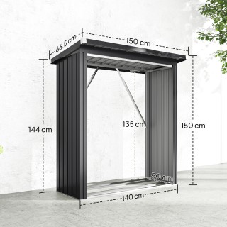 Outsunny Αποθήκη Καυσόξυλων Εξωτερικού Χώρου από Ατσάλι, Με Ανασηκω... Outsunny Αποθήκη Καυσόξυλων Εξωτερικού Χώρου από Ατσάλι, Με Ανασηκω...