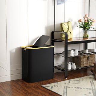 HOMCOM  Καλάθι Απλύτων 80L με 2 Διαμερίσματα και Καπάκι, από Ύφασμα...