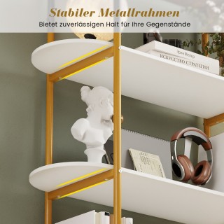 Costway Καμπύλη ανοιχτή βιβλιοθήκη 4 επιπέδων με μεταλλικό σκελετό ...