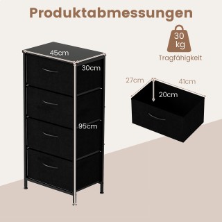 Costway Συρταριέρα με 4 Συρτάρια και Ξύλινη Επιφάνεια, Μαύρο Μέταλλ... Costway Συρταριέρα με 4 Συρτάρια και Ξύλινη Επιφάνεια, Μαύρο Μέταλλ...