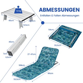 Costway Σετ 2 τεμαχίων παραλίας με τραπεζάκι, μαξιλάρι & αποθηκευτ... Costway Σετ 2 τεμαχίων παραλίας με τραπεζάκι, μαξιλάρι & αποθηκευτ...