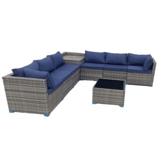 Shally Dogan Σετ Σαλονάκι Βεράντας 8 Τεμαχίων από Πολυρατάν με Τραπ... Shally Dogan Σετ Σαλονάκι Βεράντας 8 Τεμαχίων από Πολυρατάν με Τραπ...