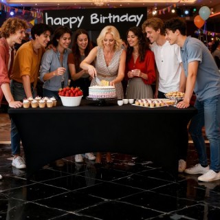 Σετ 10 Τραπεζομάντιλα Μαύρα από Ελαστικό Ύφασμα 183 x 76 x 76 cm DL...