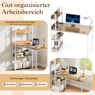 Costway Πολυλειτουργικό Γραφείο Υπολογιστή με Ενσωματωμένη Πρίζα, Ρ...