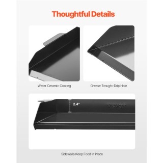 VEVOR Επίπεδη Πλάκα Ψησίματος 22x16 από Ανθρακούχο Χάλυβα για BBQ D...