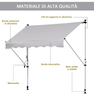 Τηλεσκοπική τέντα μπράτσου Outsunny με μεταλλική και πολυεστερική μ...