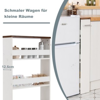 Costway Πολυλειτουργικό Καρότσι Κουζίνας με 3 Ράφια και Ξύλινη Κατα...