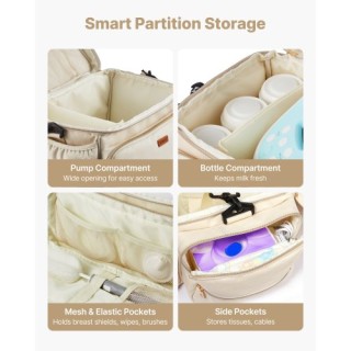 VEVOR Τσάντα Θήλαστρου με Αδιάβροχο Υπόστρωμα, 35x25.5x21 εκ, Μπεζ ...