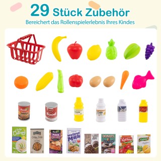 Costway 76 τεμάχια Σούπερ Μάρκετ με Καρότσι, Ζυγαριά & Σκάνερ Παιχν...