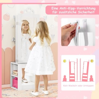 Costway Παιδική Ντουλάπα Κοσμημάτων με Καθρέφτη και Κρεμάστρα 3-σε-...