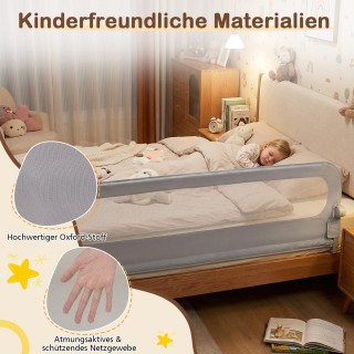 Costway Πτυσσόμενο Προστατευτικό Κάγκελο Κρεβατιού 198 x 60 cm με Α...