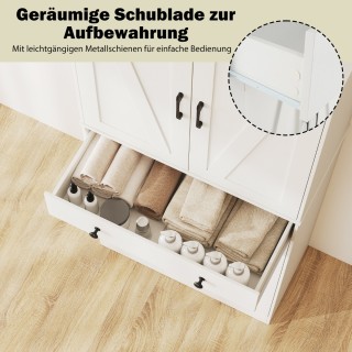 Costway Λευκός Ψηλός Κουζινό-Ντουλάπι με 4 Πόρτες, Συρτάρι & Ρυθμιζ...