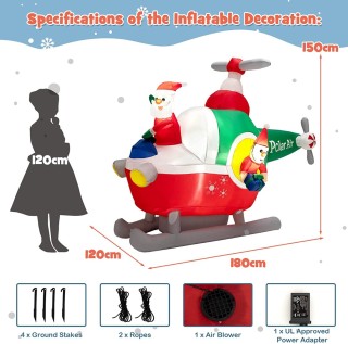 Costway Ο Χριστουγεννιάτικος Φουσκωτός Άγιος Βασίλης με Ελικόπτερο ...