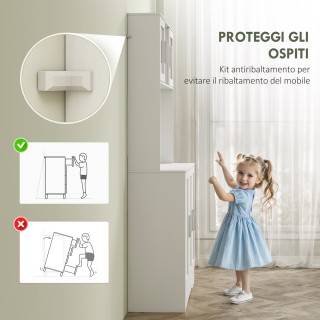 HOMCOM Κινούμενη Ντουλάπα με 4 Ντουλάπια, 2 Ανοιχτά Ράφια και Επιφά...