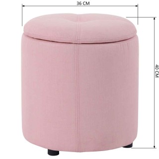 BAKAJI  Πουφ Αποθηκευτικός Σκαμπό Κασετίνα Υποπόδιο Ύφασμα Ροζ 40x3...