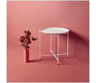 Ostaria Τραπεζάκι Μεταλλικό Λευκό 50x47x47 cm  -35479