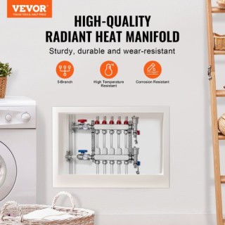 Σετ Συλλέκτη Θέρμανσης Δαπέδου VEVOR 5-Κλάδων για Σωλήνες PEX 1/2 ... Σετ Συλλέκτη Θέρμανσης Δαπέδου VEVOR 5-Κλάδων για Σωλήνες PEX 1/2 ...