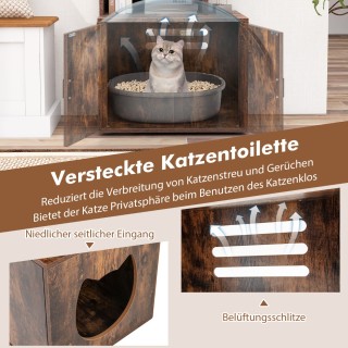 Costway Ντουλάπα Γάτας με Ράφι Βιβλίων και Χώρο για Λεκάνη, 60 x 45...