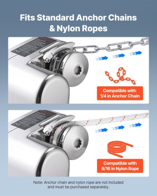 VEVOR Ηλεκτρικός Εργάτης Άγκυρας, 12V DC, Ισχύς 600W για Σκάφη 7-9 ...