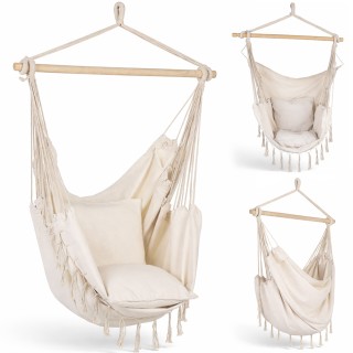 BAKAJI Λευκή Κρεμαστή Πολυθρόνα Αιώρα με Μαξιλάρι για Εσωτερικούς κ... BAKAJI Λευκή Κρεμαστή Πολυθρόνα Αιώρα με Μαξιλάρι για Εσωτερικούς κ...