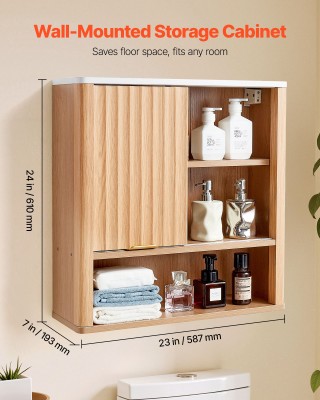 VEVOR Κρεμαστό Ντουλάπι Μπάνιου με Ρυθμιζόμενο Ράφι, 23x7x24 ίντσες...