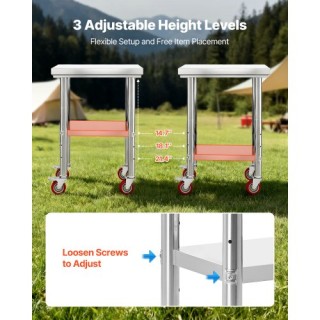 VEVOR Ανοξείδωτο Τραπέζι 61 x 45 cm για Προετοιμασία Τροφίμων με Ρυ...