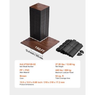 VEVOR Σετ Δαπέδου Γυμναστηρίου 52 Τεμ. Διασυνδεόμενα Πλακίδια Καουτ...