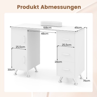 Costway Τραπέζι Μανικιούρ με Αποθηκευτικό Χώρο και Ανθεκτική Επιφάν...