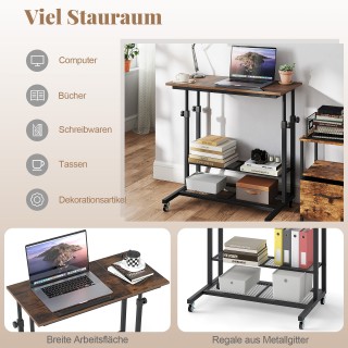 Costway Ρυθμιζόμενο Τραπέζι Κρεβατιού με Ρόδες 81 x 50 x 64,5 εκ με...