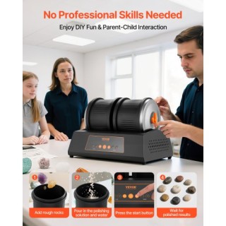 VEVOR Σετ Λείανσης Βράχων 8 lbs, Πολυταχύτητα με Διπλό Κάδο YSDMJHS...