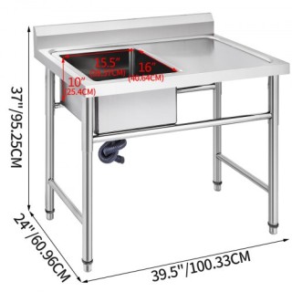 VEVOR Χειροποίητος Νεροχύτης Ανοξείδωτος 1 Θέσης 16x15.5x10 με Δεξι... VEVOR Χειροποίητος Νεροχύτης Ανοξείδωτος 1 Θέσης 16x15.5x10 με Δεξι...